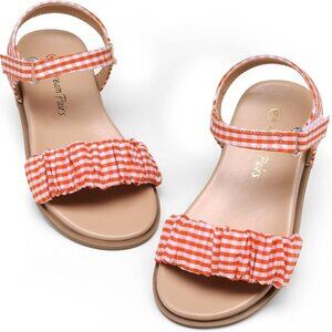 *SOLD* DREAM PAIRS Girl's Orange Gingham Sandals Toddler Size 6